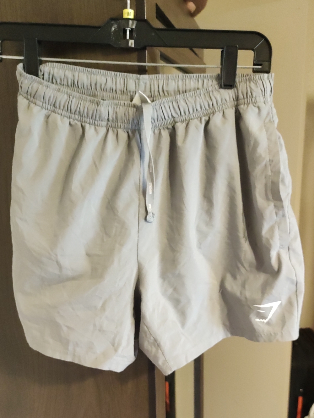 Men's Gymshark Light Gray Athletic Swim Shorts with Drawstring